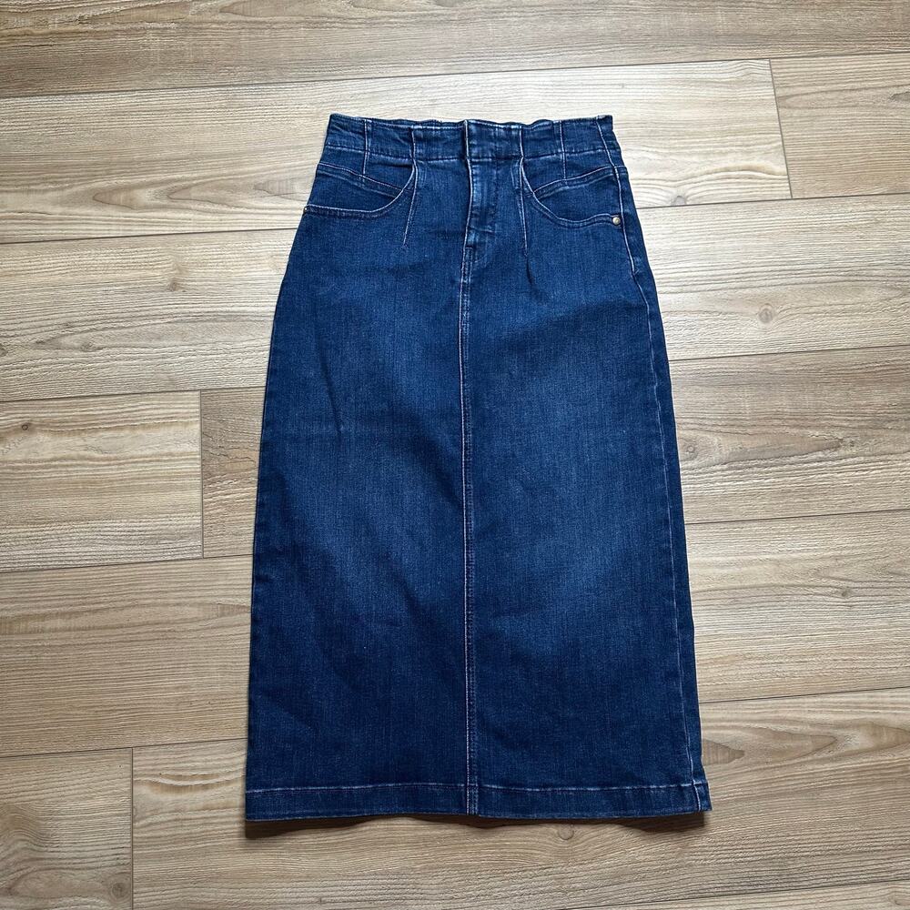 Anthropologie Pilcro Dark Wash Denim Midi Skirt Womens Size 6